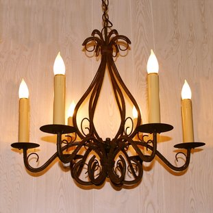Electrified Iron Candlestick Chandelier 