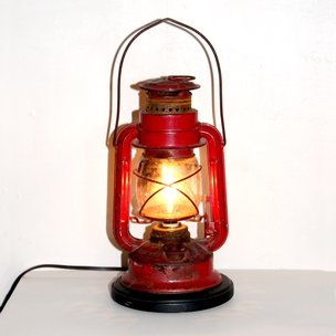 Electrified Red Kerosene Lantern