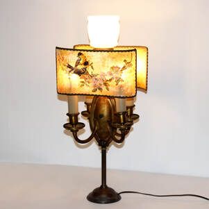 Antique Table Lamp with Painted Shades