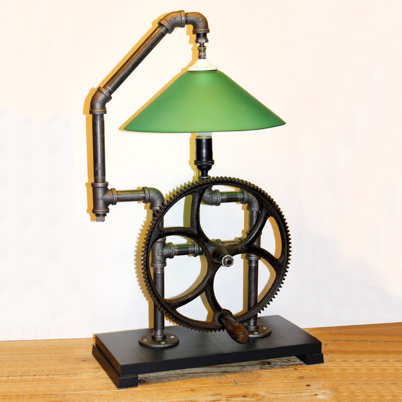 Machine Age Lamp with Vintage Gear