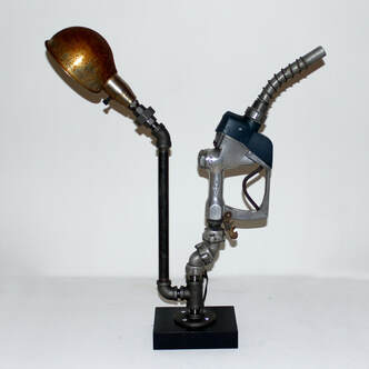 Steampunk Lamp with Vintage Gasoline Filler Nozzle