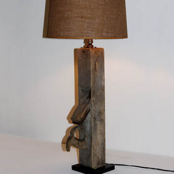 Found Object Lamp Using Antique Wood Planer