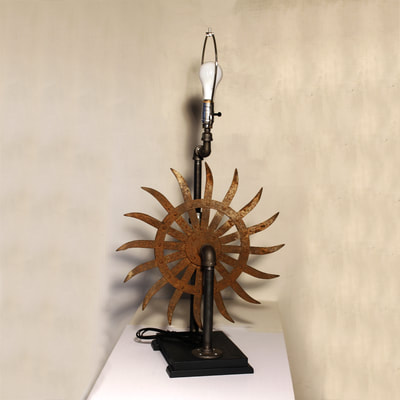 Rotary Hoe Blade Recycled into a Table Lamp